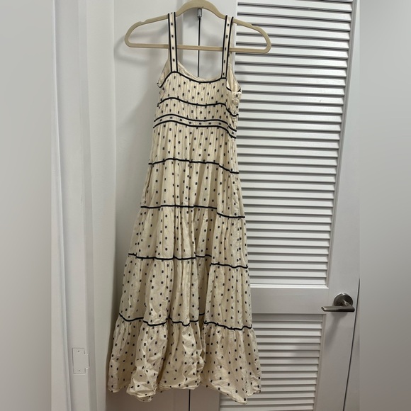 Ulla Johnson Clemente Tiered A-line Midi-Dress with black trim - Picture 6 of 8